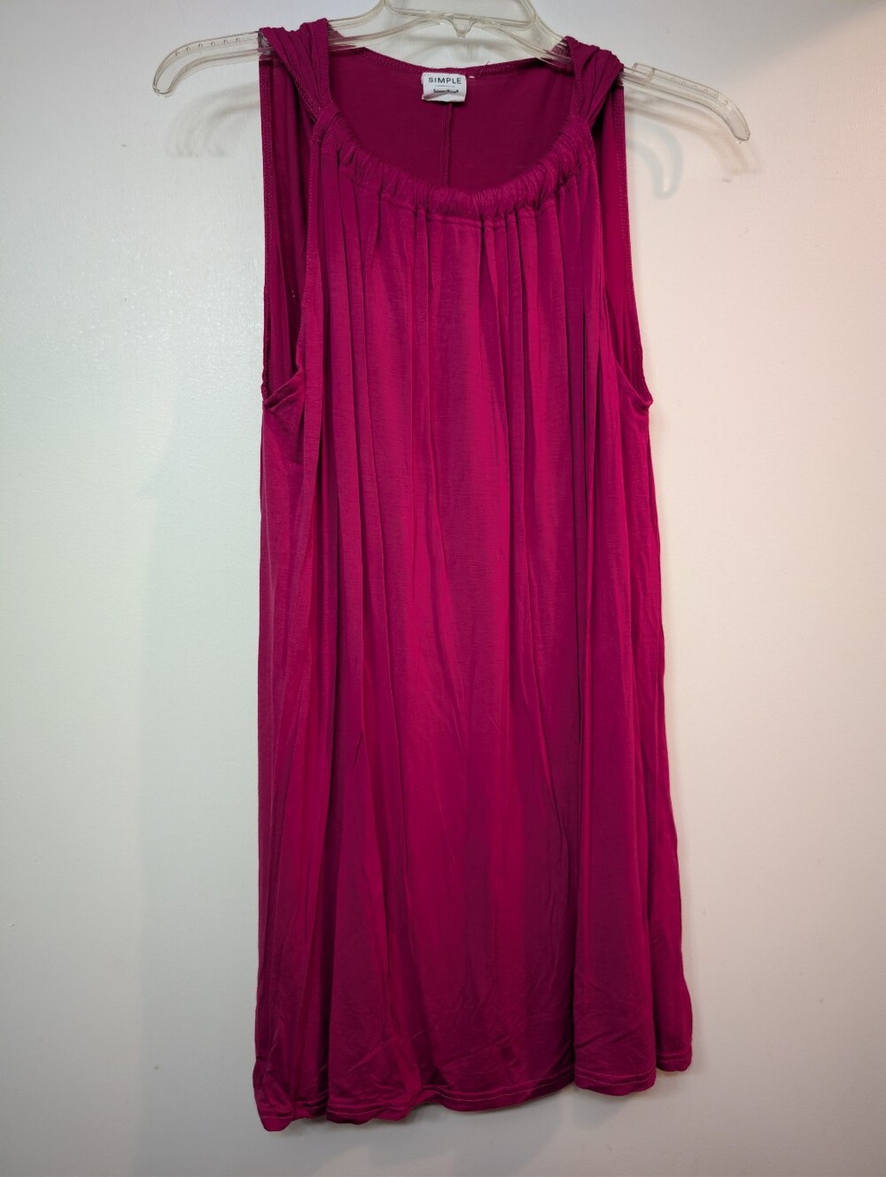 SIMPLE Suzanne Betro Magenta Tunic Top XL Sleeveless Gathered QVC Weekend - Picture 2 of 5